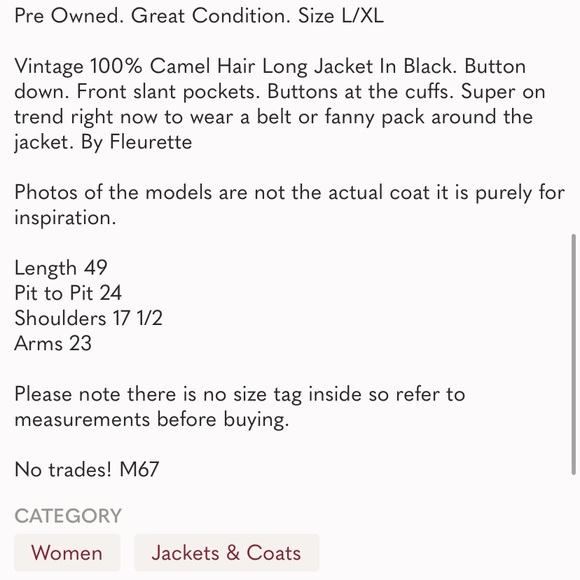 Vintage | 100% Camel Hair Long Jacket - Picture 6 of 6